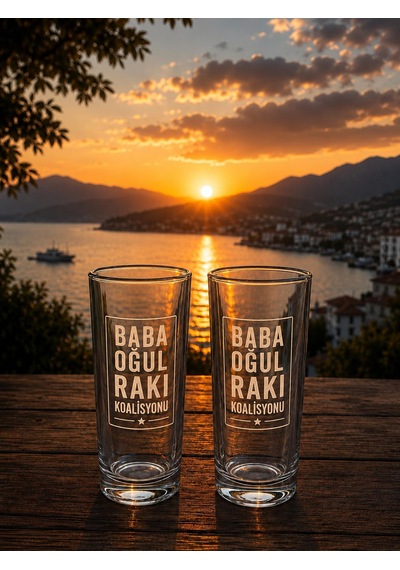Baba Oğul Rakı Koalisyonu Özel Tasarım Rakı Bardağı Seti 2 L