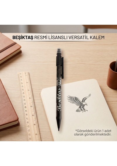 Bakgelal Beşiktaş Bjk Lisanslı Versatil Uçlu Kalem Siyah Beyaz Taraftar Kalemi 1 Adet - 9008051225763 Beyaz - Siyah