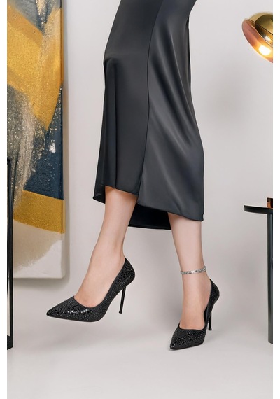 Nesilshoes Nesil Shoes Hkm 608 Siyah Kalem Topuk Kadın Stiletto