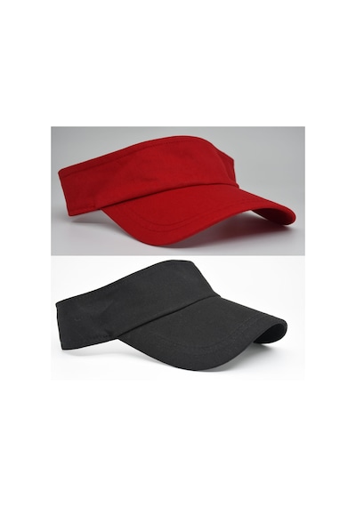 Şapkadan Uv Koruyuculu Unisex Siperlikli Tenisci Şapka 2'li Set 45645dr56947 Siyah-kırmızı