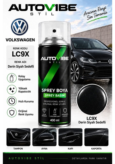 Lc9x Derin Siyah Volkswagen Audi Skoda Seat Çizik Giderici Sprey Boya - Sprey Basım