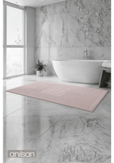 Zivra Pudra Ayak Havlusu - 70x130cm, 790gr, %100 Pamuk, Spa Ve Otel Banyo Paspası Pudra