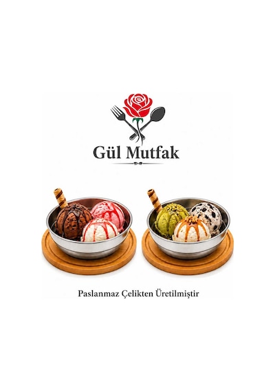 Gül Mutfak Dondurma Ve Çerez Kasesi Sunumluk Çok Amaçlı 10 Cm Paslanmaz Çelik 18/10 Diğer