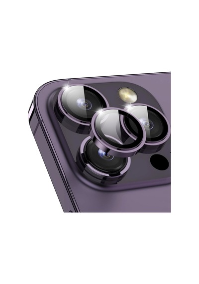 Apple Uyumlu iPhone 14 Pro Max Raze Metal Kamera Lens Koruyucu Derin Mor