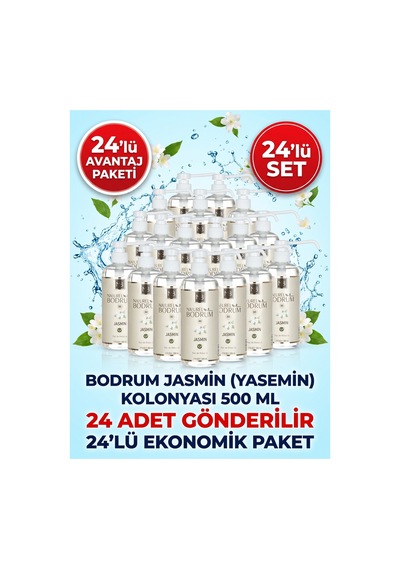 Jasmin Beyaz Yasemin Kolonyası 500 Ml Pompalı Sprey Başlıklı 24'lü Paket 80 Alkollü Kurumsal Koli