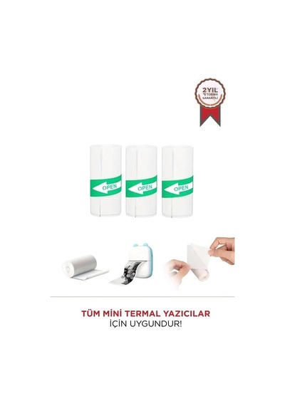 Cep Rulosu Not Kağıdı Notluk Yapışkanlı Beyaz Termal Rulo Kağıt Etiket Sticker 1paket 3adet 3