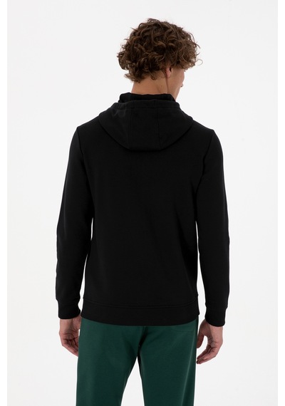 U.S. Polo Assn. Erkek Regular Fit Kapüşonlu Siyah Basic Sweatshirt 50315663-VR046