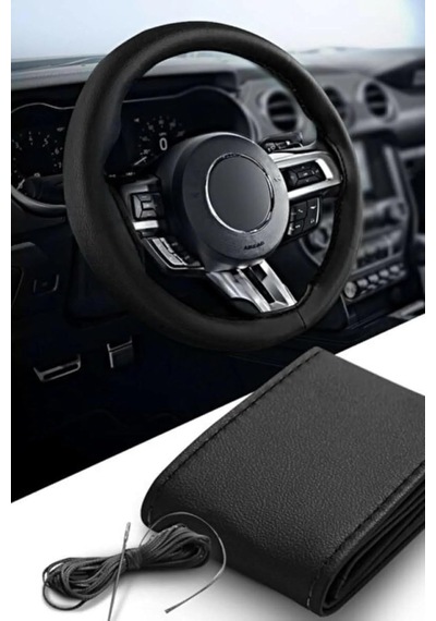 Luti Concept Noktalı Deri Dikme Direksiyon Kılıfı, Siyah, Universal Boyut, Dikişli, İğne Ve İplik Seti İle Genel
