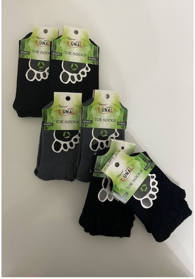 Daren Free Unisex Bambu Parmak Çorap (12'Li Ekonomik Paket) Siyah
