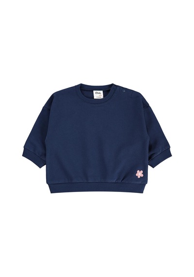Civil Baby Çiçek Nakışlı Basic 6-18 Ay Sweatshirt - Lacivert Koyu Lacivert