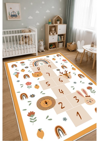 STY Home Seksek Çocuk Oyun Halısı Kaymaz Makinede Yıkanabilir Eğitici Bebek Ve Çocuk Odası Halısı Oyun61 Çok Renkli