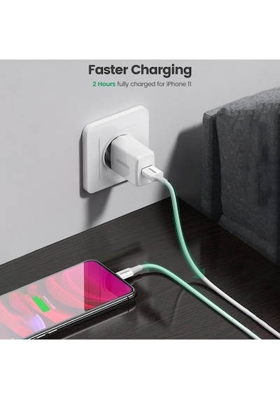 Ugreen Apple iPhone Uyumlu Lightning 2.4A Data Ve Şarj Kablosu Siyah 1 Metre (471856902)