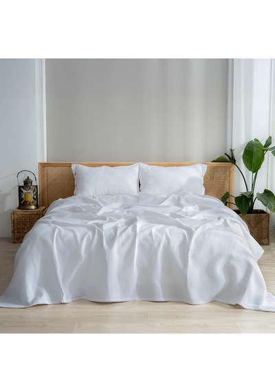 Lexroo Rayme Tekstil - 100% Pamuk Pike Yatak Örtüsü Waffle Dokuma Tek Kişilik Pike 160x240 Cm Çok Renkli