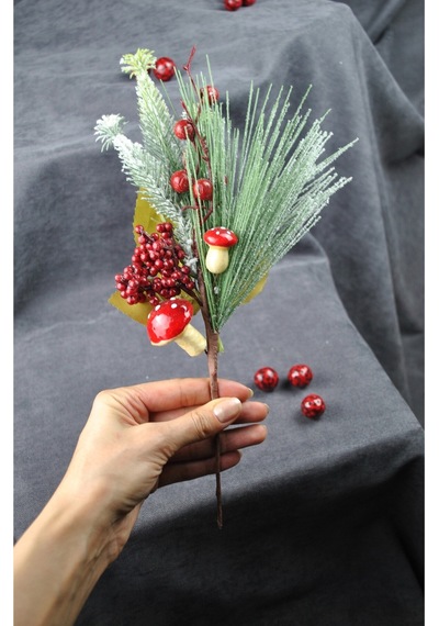 1 Adet 30 Cm Yapay Yılbaşı Çiçeği Dekoratif Yılbaşı Çiçek New Year Christmas- Kahverengi