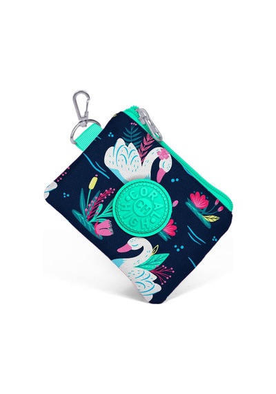 Coral High Kids Neon Mercan Lacivert Kuğu Desenli Bozuk Para Çant