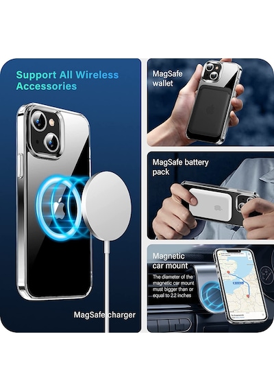 Apple Uyumlu iPhone 13 Mini Kılıf Magsafe Magnetic Crystal - Şeffaf