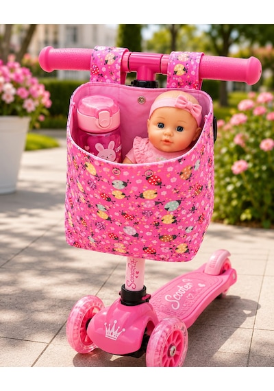 Uğur Böceği Çok Amaçlı Çocuk Scooter Ve Bisiklet Çantası Yıkanabilir Pembe
