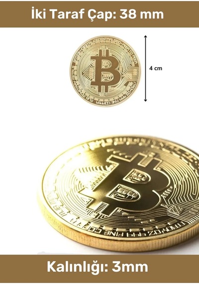 Özel Kutulu Hediyelik Kripto Hatıra Koleksiyon Bitcoin Madeni Para Altın Rengi 3'lü Set