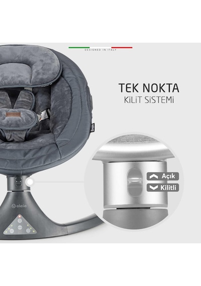 Elele Dormire 2 Elektrikli Otomatik Sallanan Kademeli Ana Kucağı Antrasit