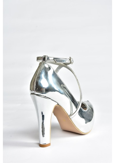 Fox Shoes Gümüş Ayna Platform Topuklu Kadın Abiye Ayakkabı M348007634 Gümüş-Ayna