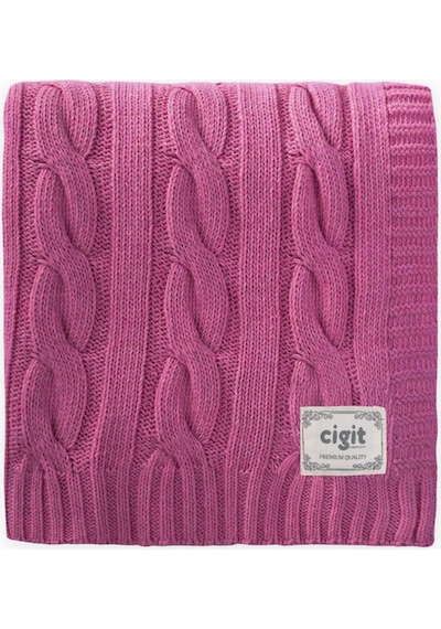 Cigit Saç Örgü Triko Battaniye 80x100 CM +/-5 CM Fuşya