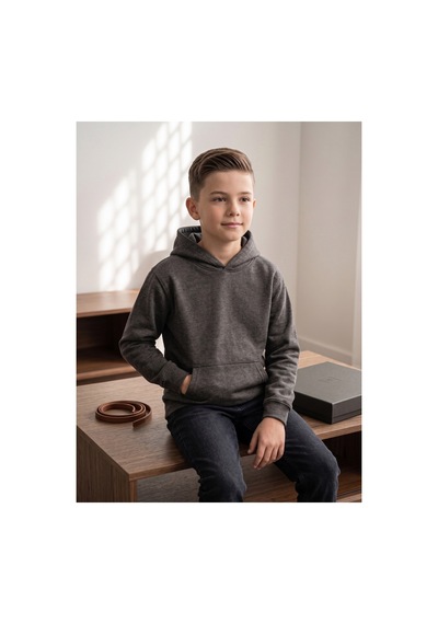 Deniva Kids Erkek Çocuk Antrasit Kanguru Cepli Kapüşonlu Sweatshirt