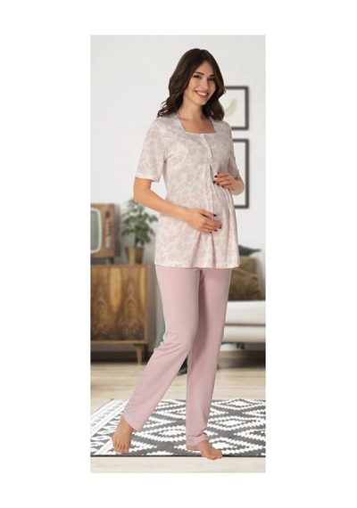 Kaktüslohusa Effort Kadın Pembe Lohusa Hamile Pijama Takımı 8012 Pembe