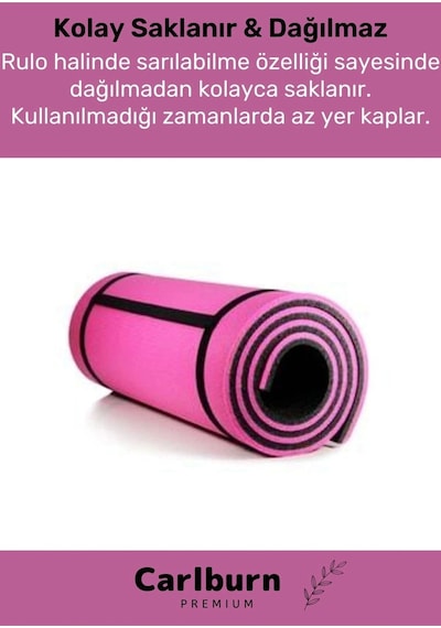 Premium Su Geçirmez Konforlu Taşıma Askılı Çift Taraflı Zemin Çadır Uyku Kamp Matı Yer Minderi 10 Mm Pembe