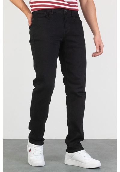 HLT Jeans Erkek Siyah Yıkamalı Regular Fit Boru Paça Likralı Jean Kot Pantolon Oscar