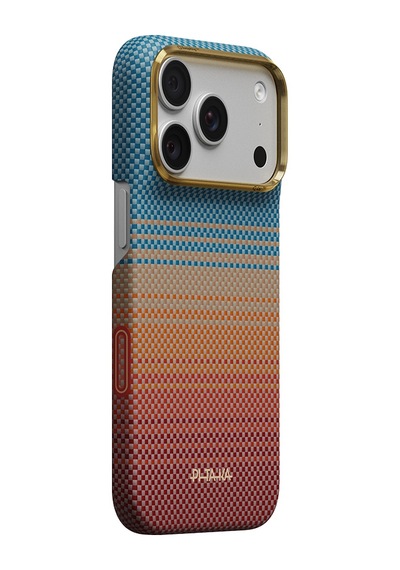 Apple iPhone Uyumlu 18 Pro Max Kılıf M-safeli Aramid Fiber Pitaka Sunset 2.0 California Dream Serisi Mavi-kahve Mavi - Kahverengi