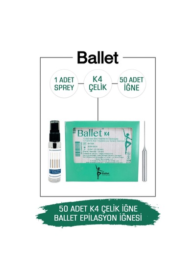 Ballet K4 Gümüş Epilasyon İğnesi Çelik İğne 50'li