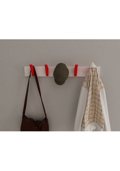 Hepsi3boyutlu Modern Duvar & Kapı Kanca Askılık - 5 Adet Kırmızı Kanca Askılık - Model No : 5 Kırmızı