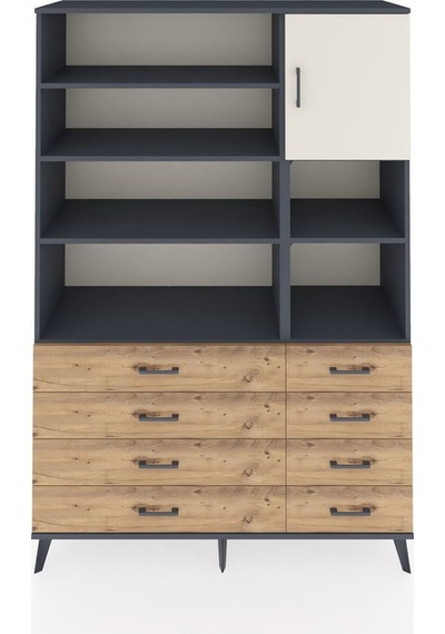 Hyperion Dolap 8 Raflı 8 Çekmeceli Tek Kapaklı 132x44x195 Antrasit-aytaşı/çam Aytası/atlas Çam Hyperion Dolap 8 Raflı 8 Çekmeceli Tek Kapaklı 132x44x195 Antrasit-aytaşı/çam Aytası/atlas Çam