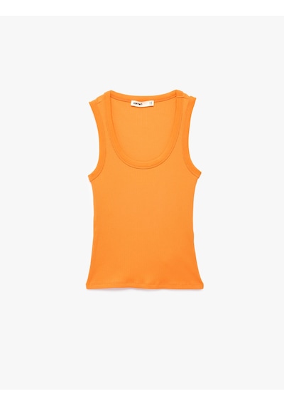 Koton Pamuklu U Yaka Slim Fit Atlet Turuncu 6sak10269ek