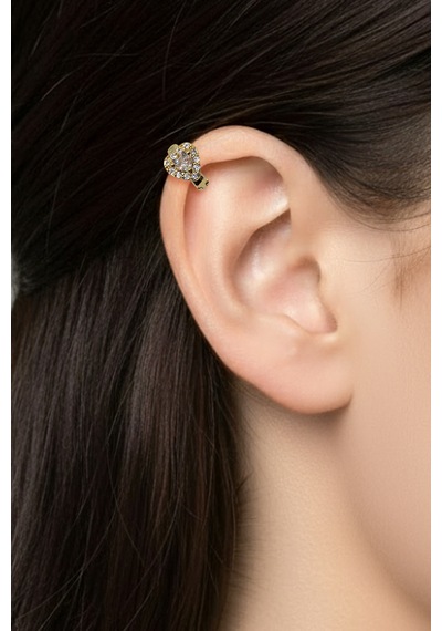 Kalp Model Pembe Zirkon Taşlı Halka Tragus Piercing - Gold Anti Alerjik Çok Renkli