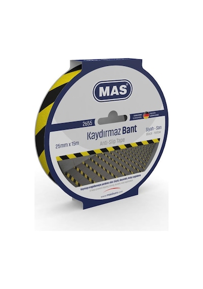 Mas Kaydırmaz Bant 25mmx15m Siyah-Sarı 2655