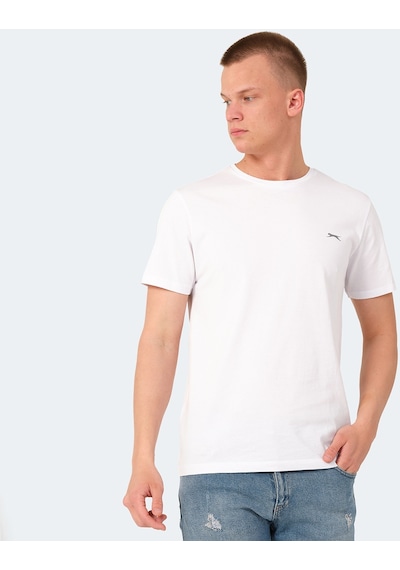 Slazenger VEDA Erkek Baskılı Beyaz Tişört