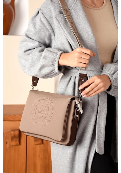 Just Polo Kadın Orijinal Yeni Sezon Omuz Çantası Shopper Ebat : 21 X 28 Cm Kum - Kahverengi