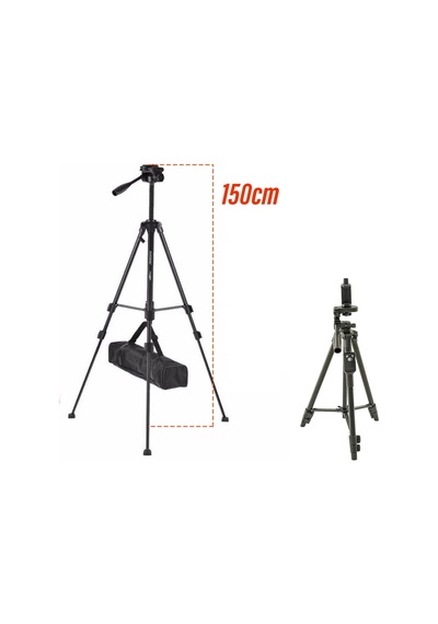 Diğer - Siyah - Kumandalı Tripod 3 Ayak Sabitleyici Video Footoğraf Çekim Tripodu 150cm Uzaktan Kumandalı 150 Cm
