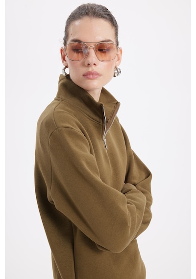 Tudors Kadın Relax Fit Rahat Kesim Pamuklu İçi Polarlı Yarım Fermuarlı Yeşil Dik Yaka Sweatshirt-42071 Yeşil Tudors Kadın Relax Fit Rahat Kesim Pamuklu İçi Polarlı Yarım Fermuarlı Yeşil Dik Yaka Sweatshirt-42071 Yeşil