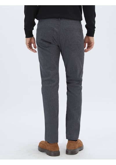 Antrasit Dokuma Slim Fit Casual Pamuk Karışımlı Pantolon Antrasit