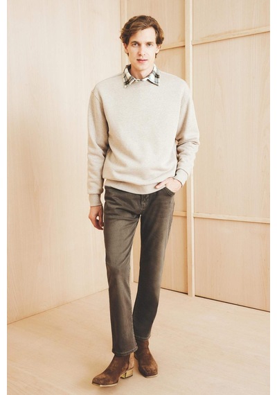 Defacto Relax Fıt Bisiklet Yaka Kalın Kumaş Sweatshirt E9409AX25AU Bej