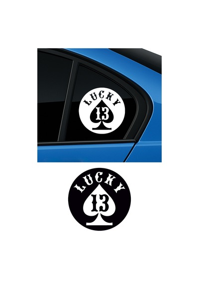 Lucky 13 Sticker, Oto Sticker, Motor Sticker 20x20 Cm
