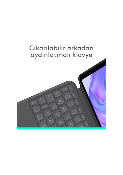 Logitech Combo Touch 11 İnç Apple Uyumlu iPad  Pro M4 İle Türkçe Klavyeli Tablet Kılıfı - Gri