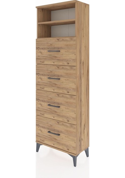 Arges Dolap 2 Raflı 4 Çekmeceli 60x30x182 Çam-çam Atlas Çam
