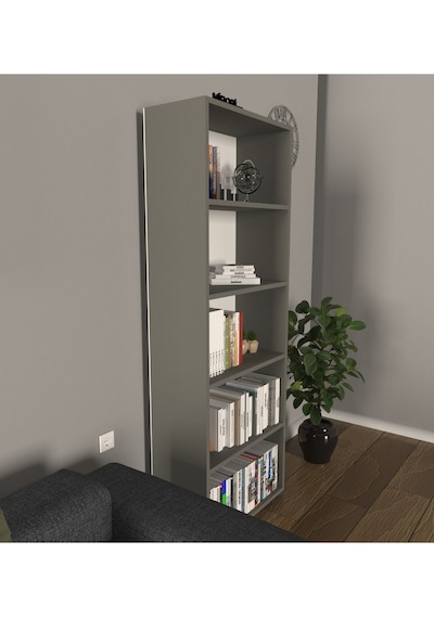 Modern 5 Raflı Kitaplık Dekoratif Kitaplık Antrasit