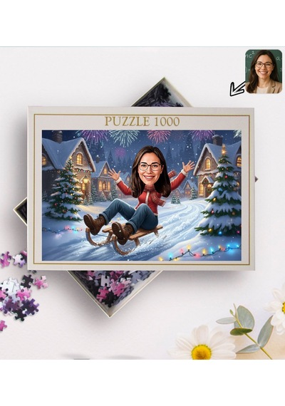 Bk Gift Kişiye Özel Kadın Yılbaşı Karikatür Tasarımlı 1000 Parça Profesyonel Puzzle-7, 1000 Puzzle, Yeni Yıl Hediyesi, Yılbaşı Hediyesi Kobitmeyencom3