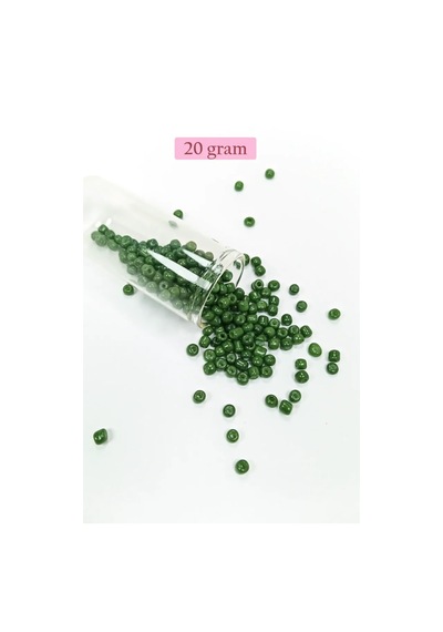 Tedar Dökme Cam Kum Boncuk Büyük Boy 6/0 4 Mm - 20 Gram - Koyu Yeşil - Bnc076 Najmaddin (No:1) 8.5Cm X 10.5 Cm