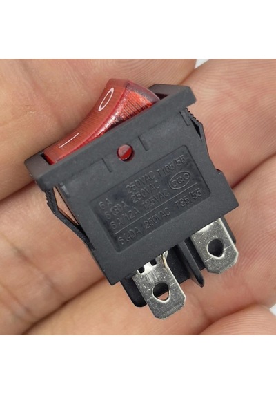 Ic-119 Mini Işıklı Anahtar 4p Siyah + Kırmızı Işık
