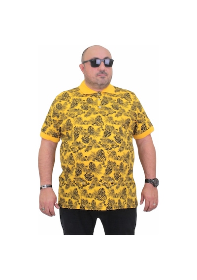 Starbattal Erkek Büyük Beden Polo Yaka Tişört Hawai 24455 Sarı-Sarı